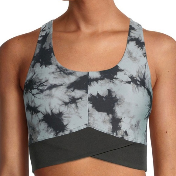 Xersion Women's Black Gray Tie Dye Light Support Longline Sports Bra Size XXL - Picture 3 of 9